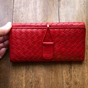 Christian Dior red woven wallet